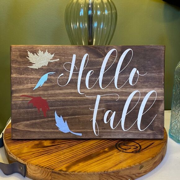 Wood sign for fall custom made with love by me 12 by 7.5 - Picture 1 of 1